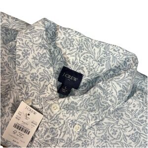 J. Crew Men's Short-sleeve Linen blend shirt White Light Blue Floral Size Large